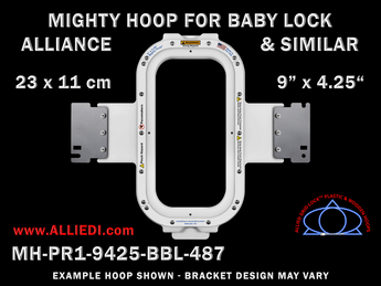 Baby Lock Alliance Single-Needle 9 x 4.25 inch (23 x 13 cm) Vertical Rectangular Magnetic Mighty Hoop