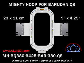 Barudan 9 x 4.25 inch (23 x 13 cm) Vertical Rectangular Magnetic Mighty Hoop for 380 mm Sew Field / Arm Spacing QS Type