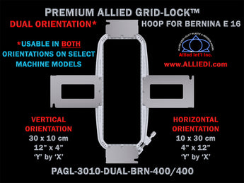 Bernina 30 x 10 cm (12 x 4 inch) Rectangular Premium Allied Grid-Lock DUAL ORIENTATION Embroidery Hoop for 400 mm Sew Field / Arm Spacing