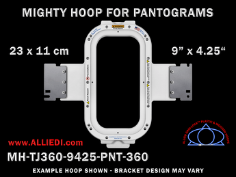 Pantograms 9 x 4.25 inch (23 x 13 cm) Vertical Rectangular Magnetic Mighty Hoop for 360 mm Sew Field / Arm Spacing