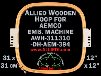 31.1 x 31.0 cm (12.2 x 12.2 inch) Rectangular Allied Wooden Embroidery Hoop