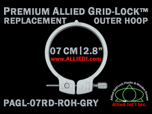 7 cm (2.8 inch) Round Premium Version Allied Grid-Lock Replacement Outer Embroidery Hoop / Ring / Frame - Grey