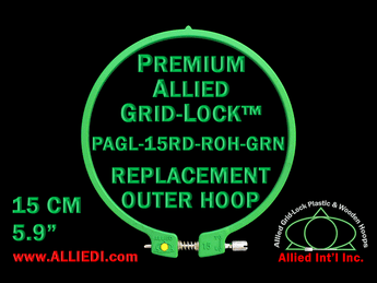 15 cm (5.9 inch) Round Premium Version Allied Grid-Lock Replacement Outer Embroidery Hoop / Ring / Frame - Green