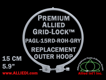 15 cm (5.9 inch) Round Premium Version Allied Grid-Lock Replacement Outer Embroidery Hoop / Ring / Frame - Grey