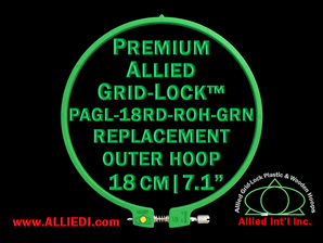 18 cm (7.1 inch) Round Premium Version Allied Grid-Lock Replacement Outer Embroidery Hoop / Ring / Frame - Green