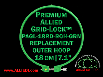 18 cm (7.1 inch) Round Premium Version Allied Grid-Lock Replacement Outer Embroidery Hoop / Ring / Frame - Green