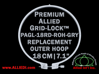 18 cm (7.1 inch) Round Premium Version Allied Grid-Lock Replacement Outer Embroidery Hoop / Ring / Frame - Grey