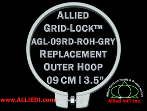 9 cm (3.5 inch) Round Standard Version Allied Grid-Lock Replacement Outer Embroidery Hoop / Ring / Frame - Grey