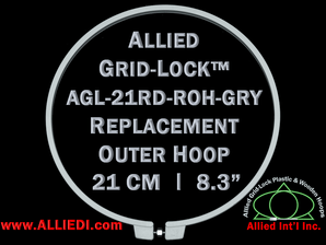 21 cm (8.3 inch) Round Standard Version Allied Grid-Lock Replacement Outer Embroidery Hoop / Ring / Frame - Grey
