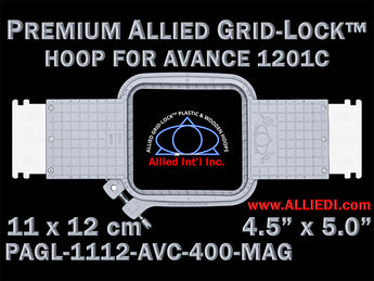 Avance 1201C - 11 x 12 cm (4.5 x 5 inch) Premium Allied Grid-Lock Embroidery Hoop for Magnetic 400 mm Sew Field / Arm Spacing