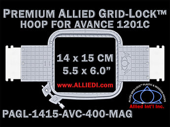 Avance 1201C - 14 x 15 cm (5.5 x 6 inch) Rectangular Premium Allied Grid-Lock Embroidery Hoop for Magnetic 400 mm Sew Field / Arm Spacing
