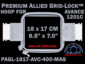 Avance 1201C - 16 x 17 cm (6.5 x 7 inch) Rectangular Premium Allied Grid-Lock Embroidery Hoop for Magnetic 400 mm Sew Field / Arm Spacing