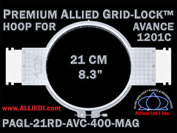 Avance 1201C - 21 cm (8.3 inch) Round Premium Allied Grid-Lock Embroidery Hoop for Magnetic 400 mm Sew Field / Arm Spacing