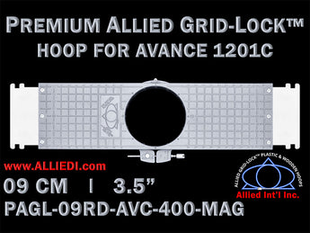 Avance 1201C - 9 cm (3.5 inch) Round Premium Allied Grid-Lock Embroidery Hoop for Magnetic 400 mm Sew Field / Arm Spacing