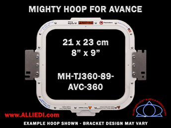 Avance 8 x 9 inch (21 x 23 cm) Rectangular Magnetic Mighty Hoop for 360 mm Sew Field / Arm Spacing