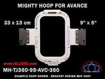 Avance 9 x 5 inch (23 x 13 cm) Vertical Rectangular Magnetic Mighty Hoop for 360 mm Sew Field / Arm Spacing