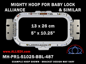Baby Lock Alliance Single-Needle 5 x 10.25 inch (13 x 26 cm) Horizontal Rectangular Magnetic Mighty Hoop