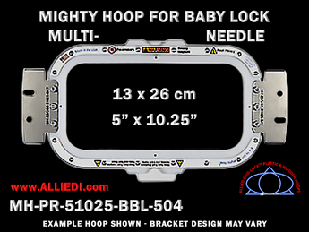 Baby Lock Multi-Needle 5 x 10.25 inch (13 x 26 cm) Horizontal Rectangular Magnetic Mighty Hoop