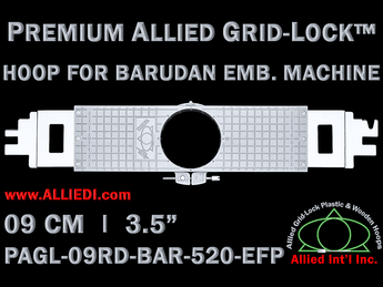 9 cm (3.5 inch) Round Premium Allied Grid-Lock Plastic Embroidery Hoop - Barudan 520 EFP