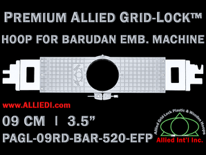 9 cm (3.5 inch) Round Premium Allied Grid-Lock Plastic Embroidery Hoop - Barudan 520 EFP