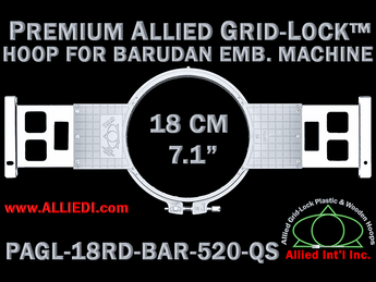 18 cm (7.1 inch) Round Premium Allied Grid-Lock Plastic Embroidery Hoop - Barudan 520 QS