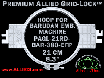 21 cm (8.3 inch) Round Premium Allied Grid-Lock Plastic Embroidery Hoop - Barudan 380 EFP