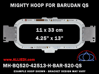 Barudan 4.25 x 13 inch (11 x 33 cm) Horizontal Magnetic Mighty Hoop for 520 mm Sew Field / Arm Spacing QS Type