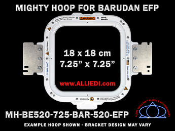 Barudan 7.25 x 7.25 inch (18 x 18 cm) Square Magnetic Mighty Hoop for 520 mm Sew Field / Arm Spacing EFP Type