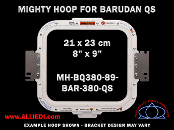 Barudan 8 x 9 inch (21 x 23 cm) Rectangular Magnetic Mighty Hoop for 380 mm Sew Field / Arm Spacing QS Type