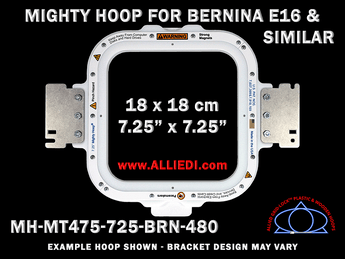 Bernina E16 7.25 x 7.25 inch (18 x 18 cm) Square Magnetic Mighty Hoop for 480 mm Sew Field / Arm Spacing