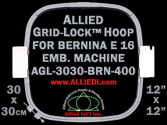 30 x 30 cm (12 x 12 inch) Square Allied Grid-Lock Plastic Embroidery Hoop - Bernina 400 - Allied May Substitute this with Premium Version Hoop