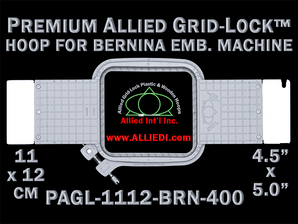 11 x 12 cm (4.5 x 5 inch) Rectangular Premium Allied Grid-Lock Plastic Embroidery Hoop - Bernina 400
