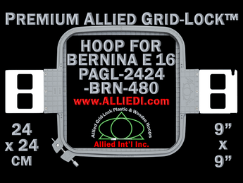 24 x 24 cm (9 x 9 inch) Square Premium Allied Grid-Lock Plastic Embroidery Hoop - Bernina 480