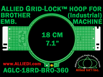 Brother Commercial 18 cm (7.1 inch) Round Allied Grid-Lock Embroidery Hoop (New Design) for 360 mm Sew Field / Arm Spacing