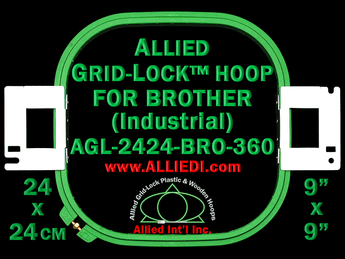 Brother Commercial 24 x 24 cm (9 x 9 inch) Square Allied Grid-Lock Embroidery Hoop for 360 mm Sew Field / Arm Spacing