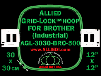 Brother Commercial 30 x 30 cm (12 x 12 inch) Square Allied Grid-Lock Embroidery Hoop for 500 mm Sew Field / Arm Spacing - May Get Substituted with Premium Version Hoop