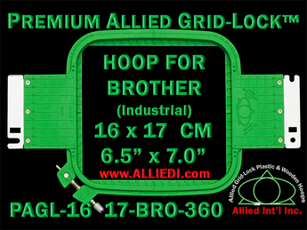16 x 17 cm (6.5 x 7 inch) Rectangular Premium Allied Grid-Lock Plastic Embroidery Hoop - Brother Commercial 360