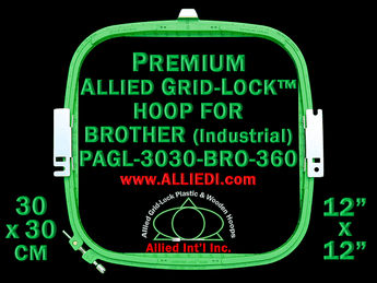 30 x 30 cm (12 x 12 inch) Square Premium Allied Grid-Lock Plastic Embroidery Hoop - Brother Commercial 360