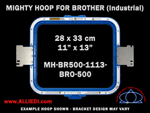 Brother Commercial 11 x 13 inch (28 x 33 cm) Rectangular Magnetic Mighty Hoop for 500 mm Sew Field / Arm Spacing