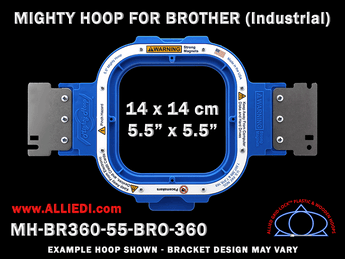 Brother Commercial 5.5 x 5.5 inch (14 x 14 cm) Square Magnetic Mighty Hoop for 360 mm Sew Field / Arm Spacing
