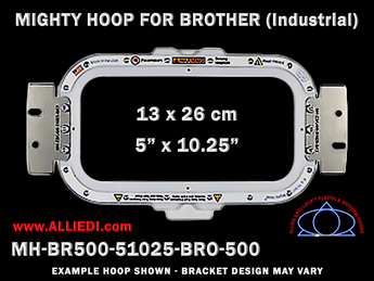 Brother Commercial 5 x 10.25 inch (13 x 26 cm) Horizontal Rectangular Magnetic Mighty Hoop for 500 mm Sew Field / Arm Spacing