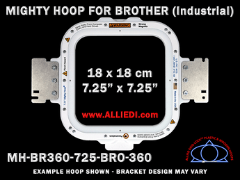 Brother Commercial 7.25 x 7.25 inch (18 x 18 cm) Square Magnetic Mighty Hoop for 360 mm Sew Field / Arm Spacing
