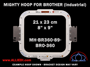 Brother Commercial 8 x 9 inch (21 x 23 cm) Rectangular Magnetic Mighty Hoop for 360 mm Sew Field / Arm Spacing