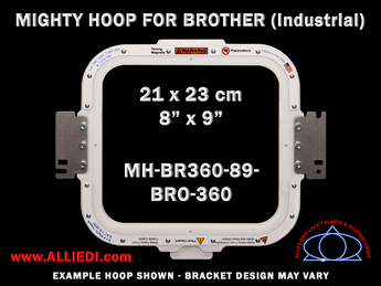 Brother Commercial 8 x 9 inch (21 x 23 cm) Rectangular Magnetic Mighty Hoop for 360 mm Sew Field / Arm Spacing