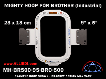Brother Commercial 9 x 5 inch (23 x 13 cm) Vertical Rectangular Magnetic Mighty Hoop for 500 mm Sew Field / Arm Spacing