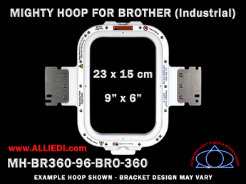 Brother Commercial 9 x 6 inch (23 x 15 cm) Vertical Rectangular Magnetic Mighty Hoop for 360 mm Sew Field / Arm Spacing