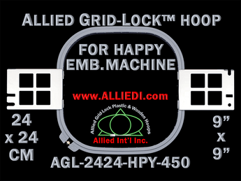 24 x 24 cm (9 x 9 inch) Square Allied Grid-Lock Plastic Embroidery Hoop - Happy Japan 450