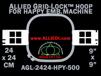 24 x 24 cm (9 x 9 inch) Square Allied Grid-Lock Plastic Embroidery Hoop - Happy Japan 500