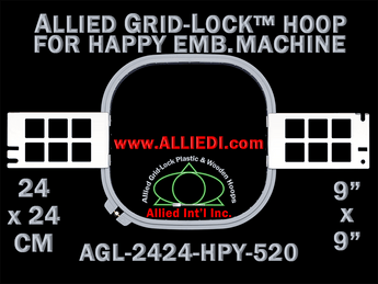 24 x 24 cm (9 x 9 inch) Square Allied Grid-Lock Plastic Embroidery Hoop - Happy Japan 520