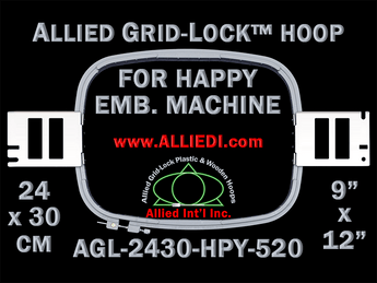24 x 30 cm (9 x 12 inch) Rectangular Allied Grid-Lock Plastic Embroidery Hoop - Happy Japan 520